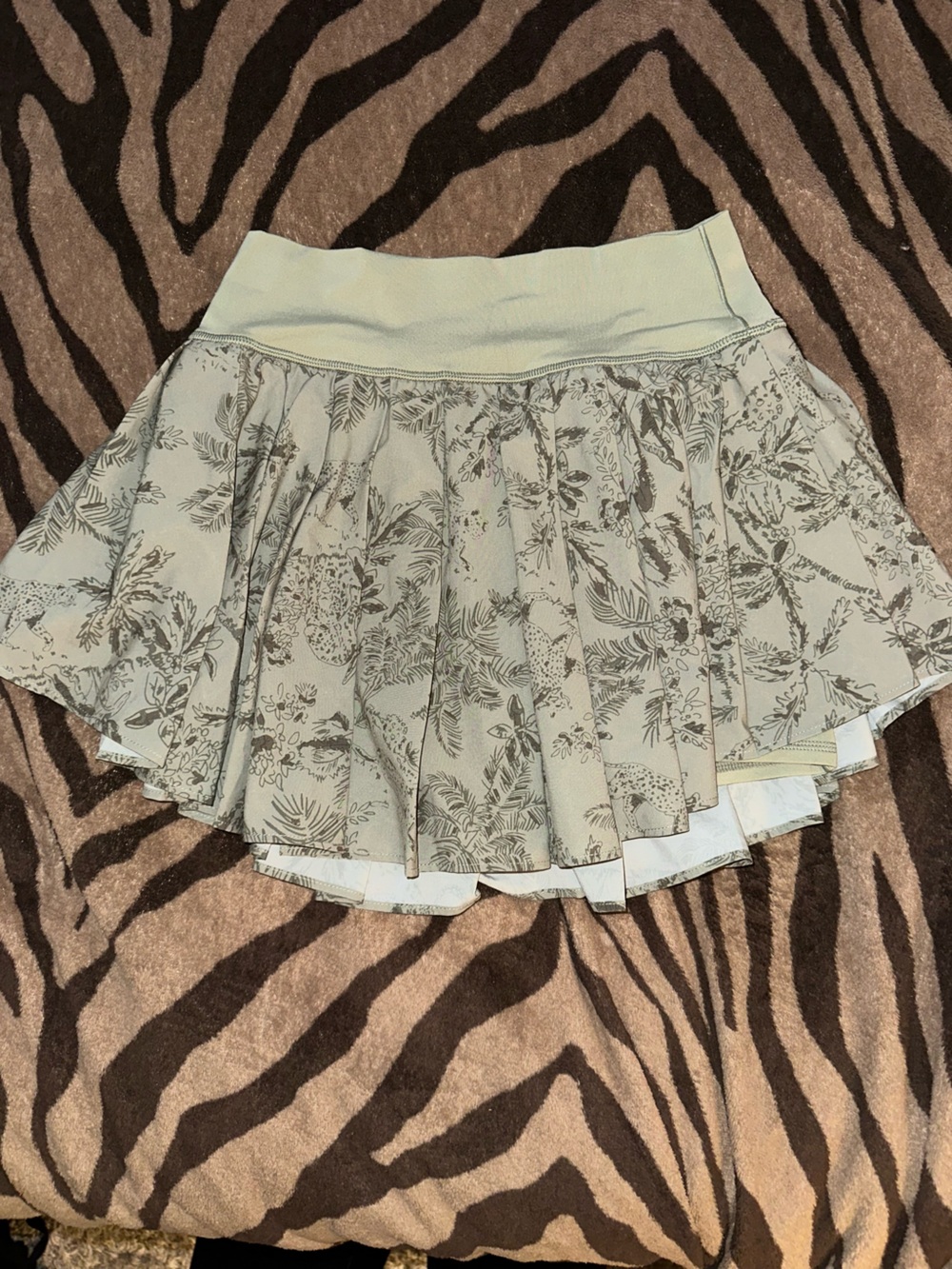 aerie Floral Pleated Skort in Light Sage